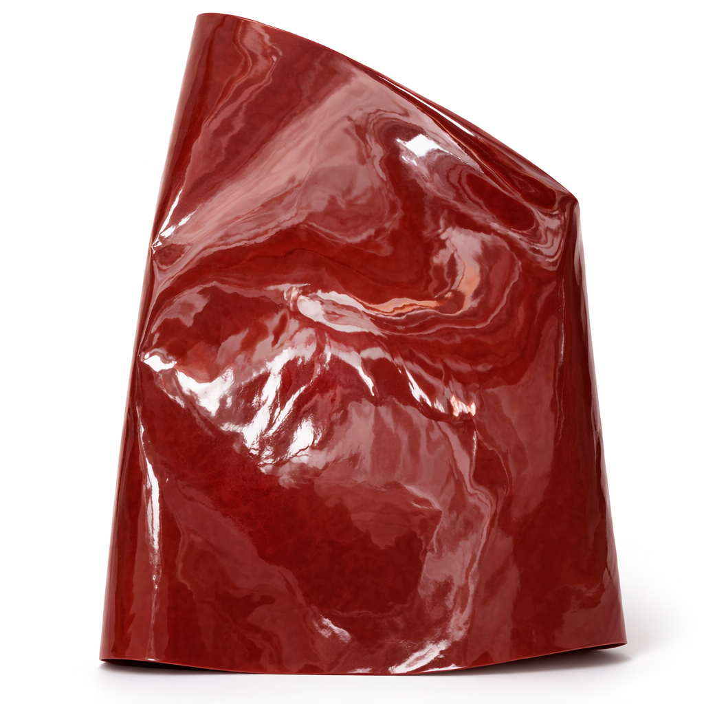Glossy deep Red Synthetic Leather Fabric