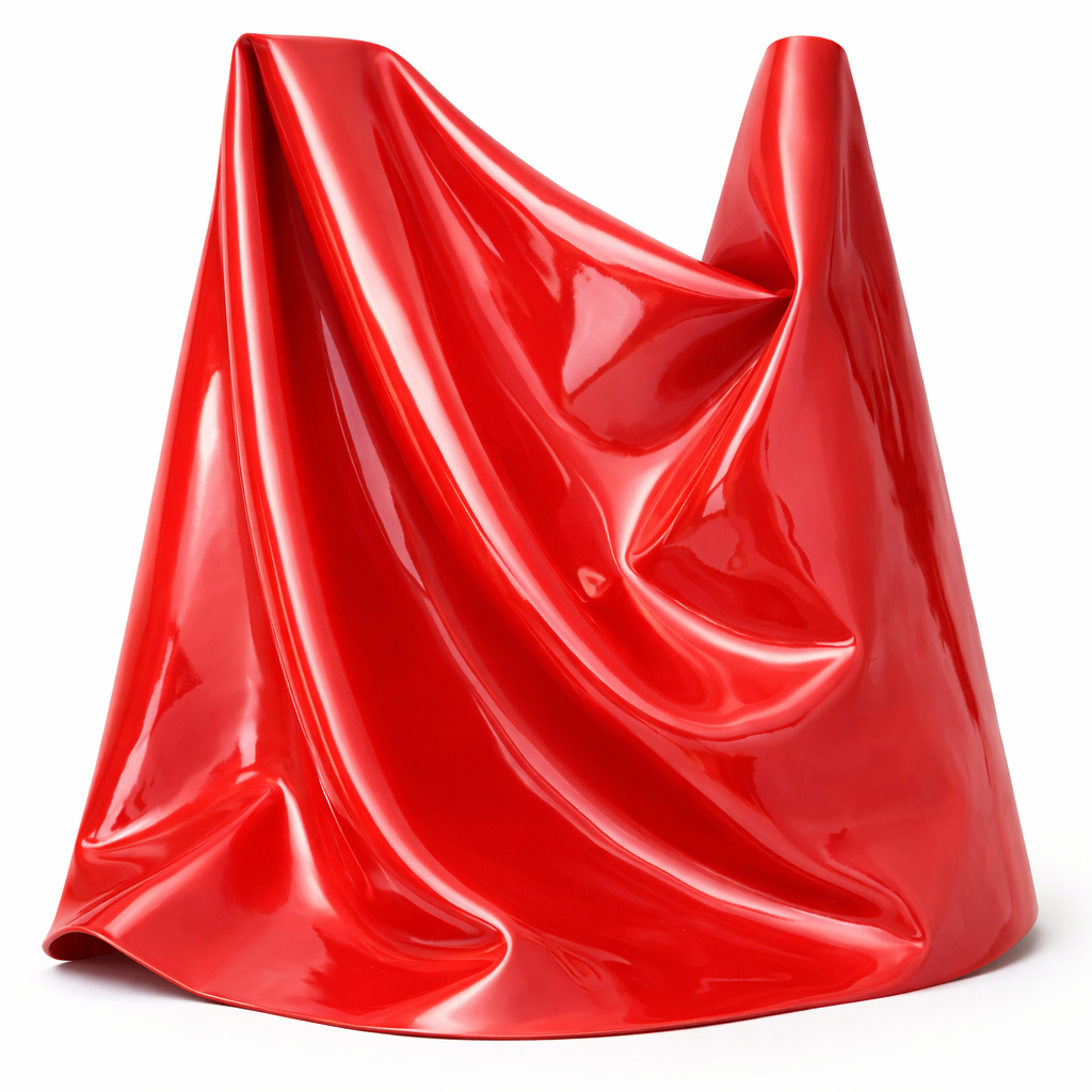 Premium Glossy Red Synthetic Leather Fabric