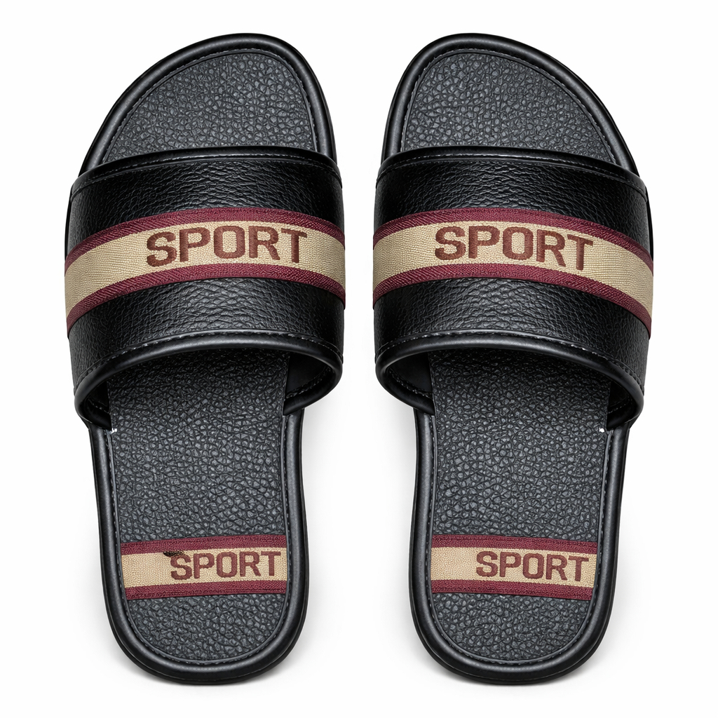 Mens Black Sport Slide Sandals