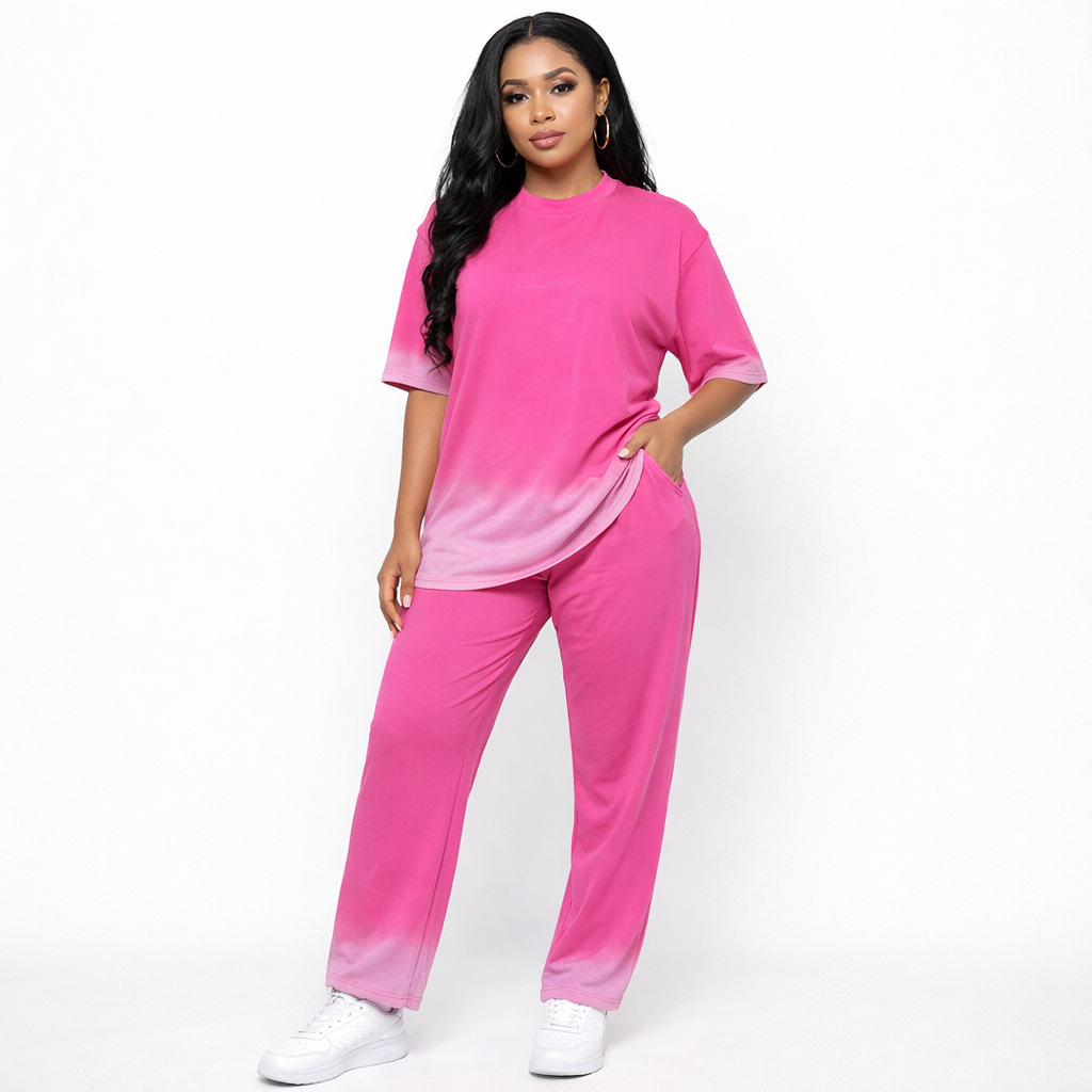Ladies Two Piece Pink Lounge Set