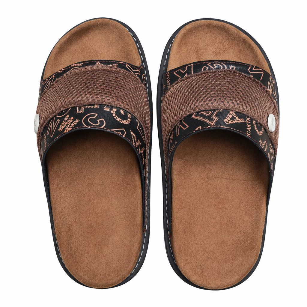 Mens Dual Strap Cushioned Slide Sandals