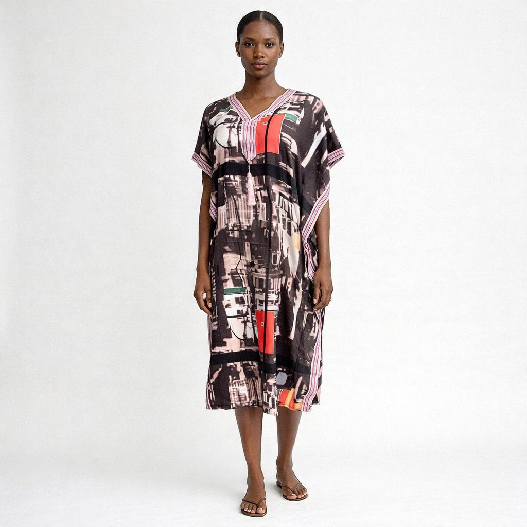 Womens Printed Loose Kaftan Dress