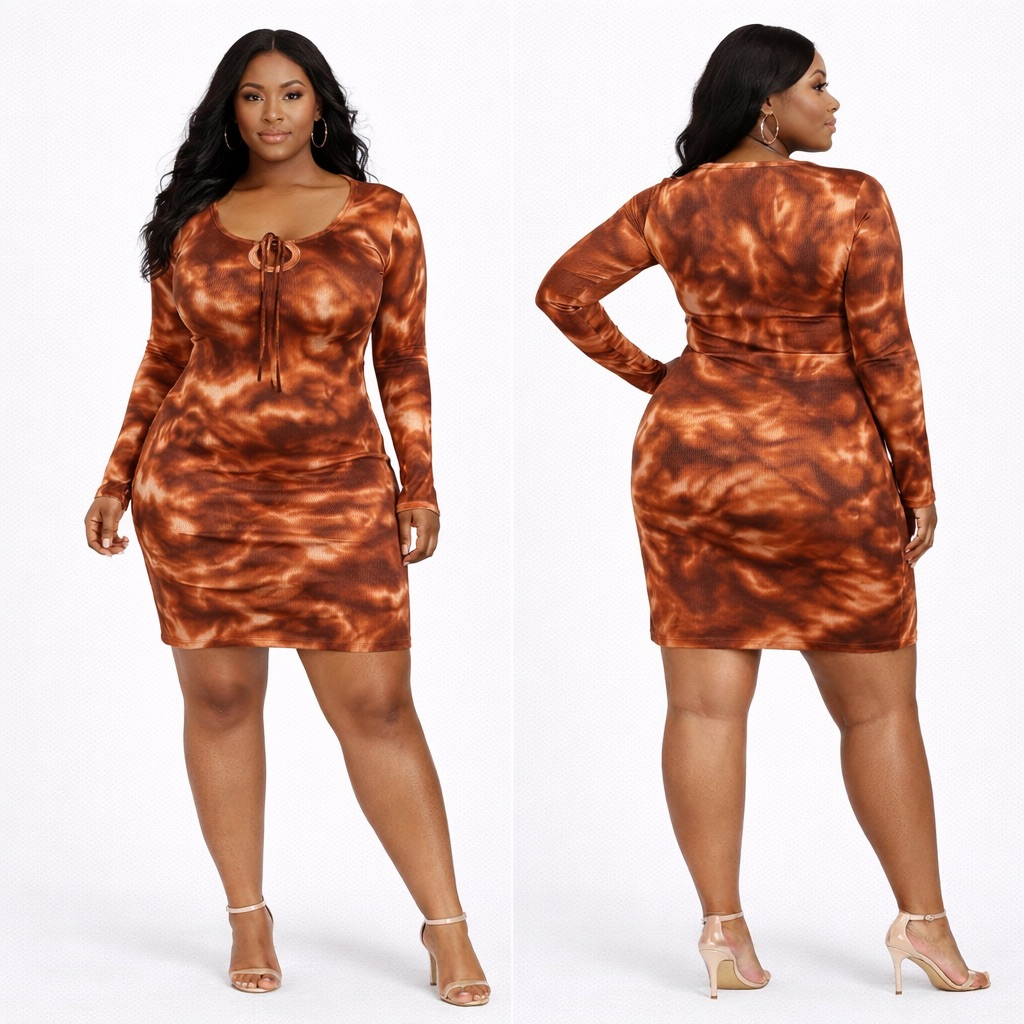 Women Tie Dye Bodycon Mini Dress