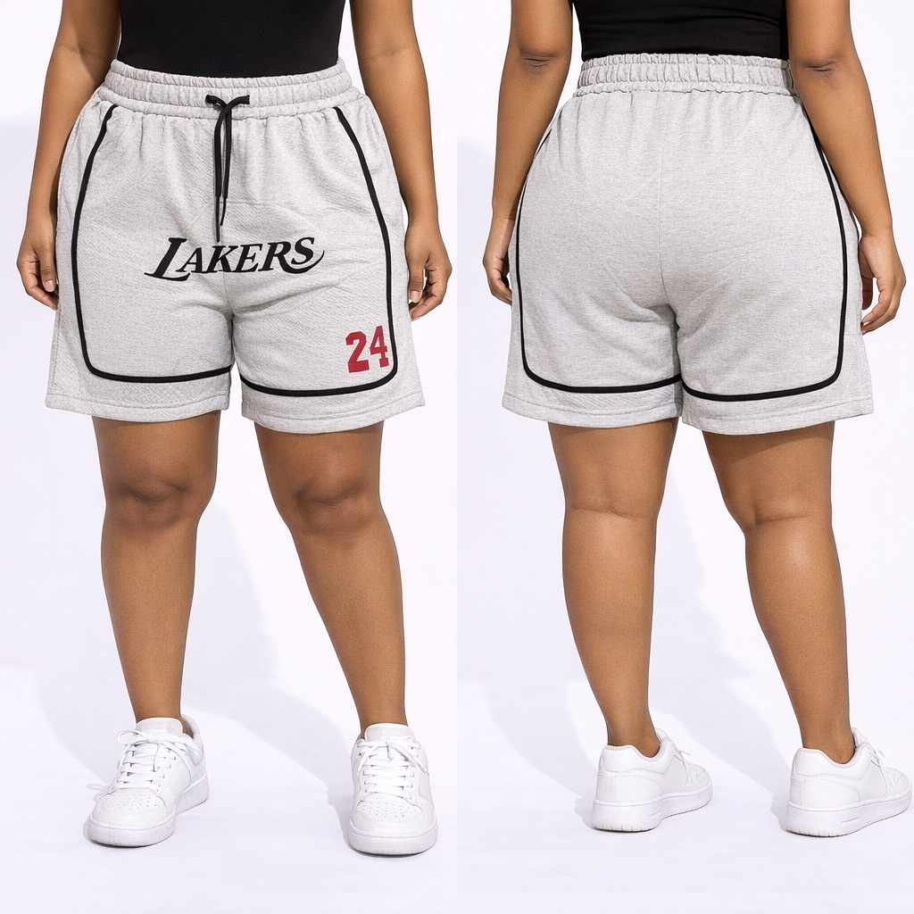 Grey Textured Drawstring Unisex Athletic Shorts