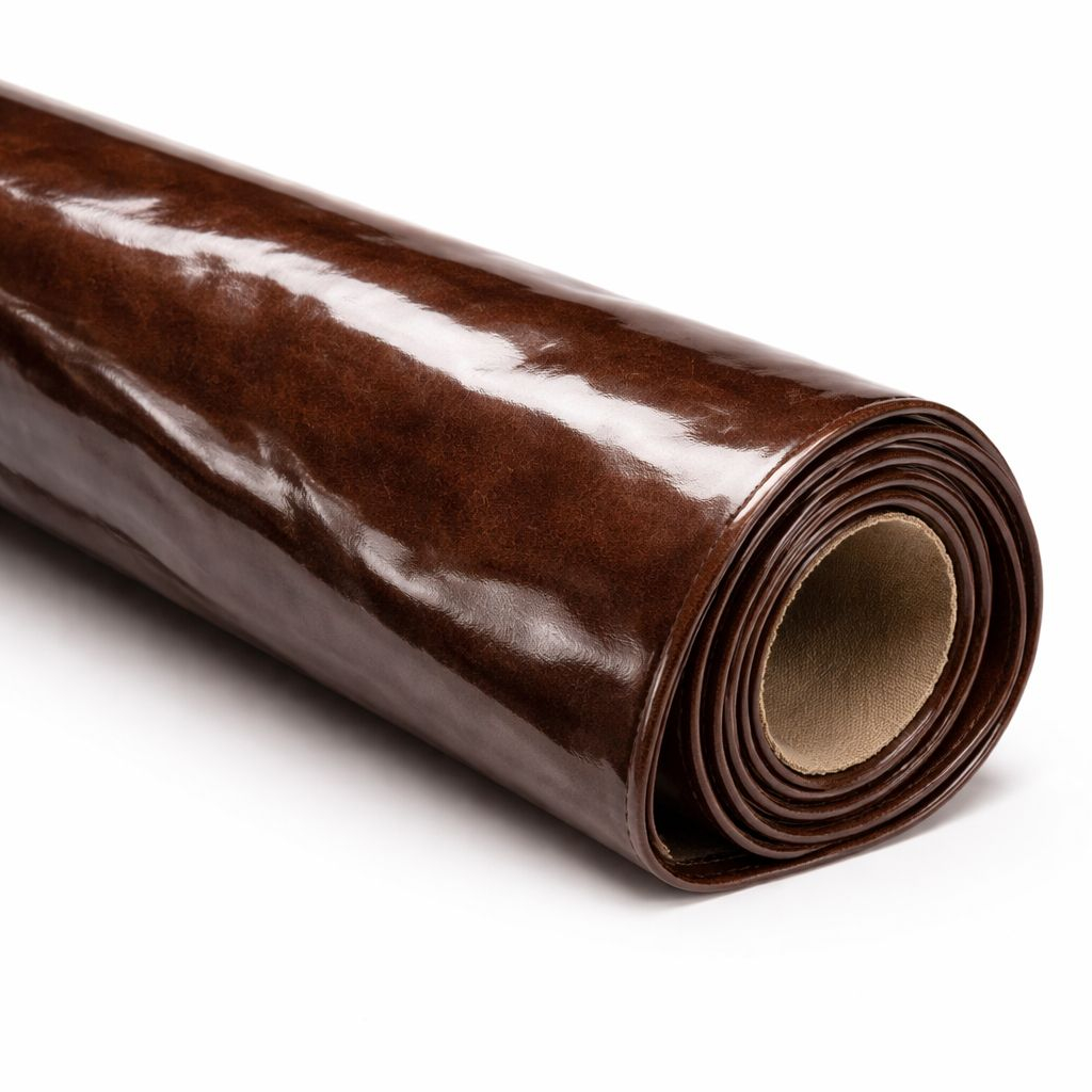 Glossy  Brown Synthetic Leather Fabric