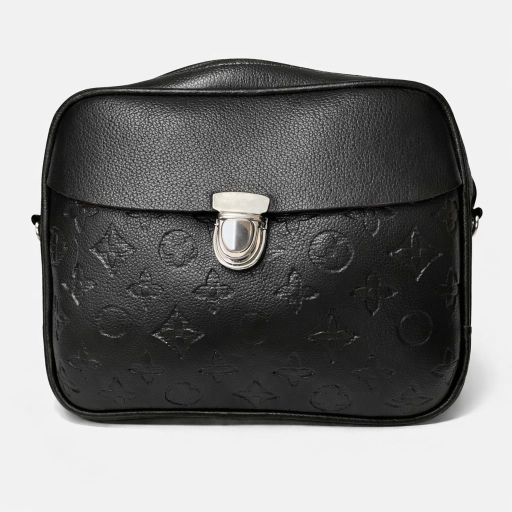 Embossed Leather Flap Crossbody Bag