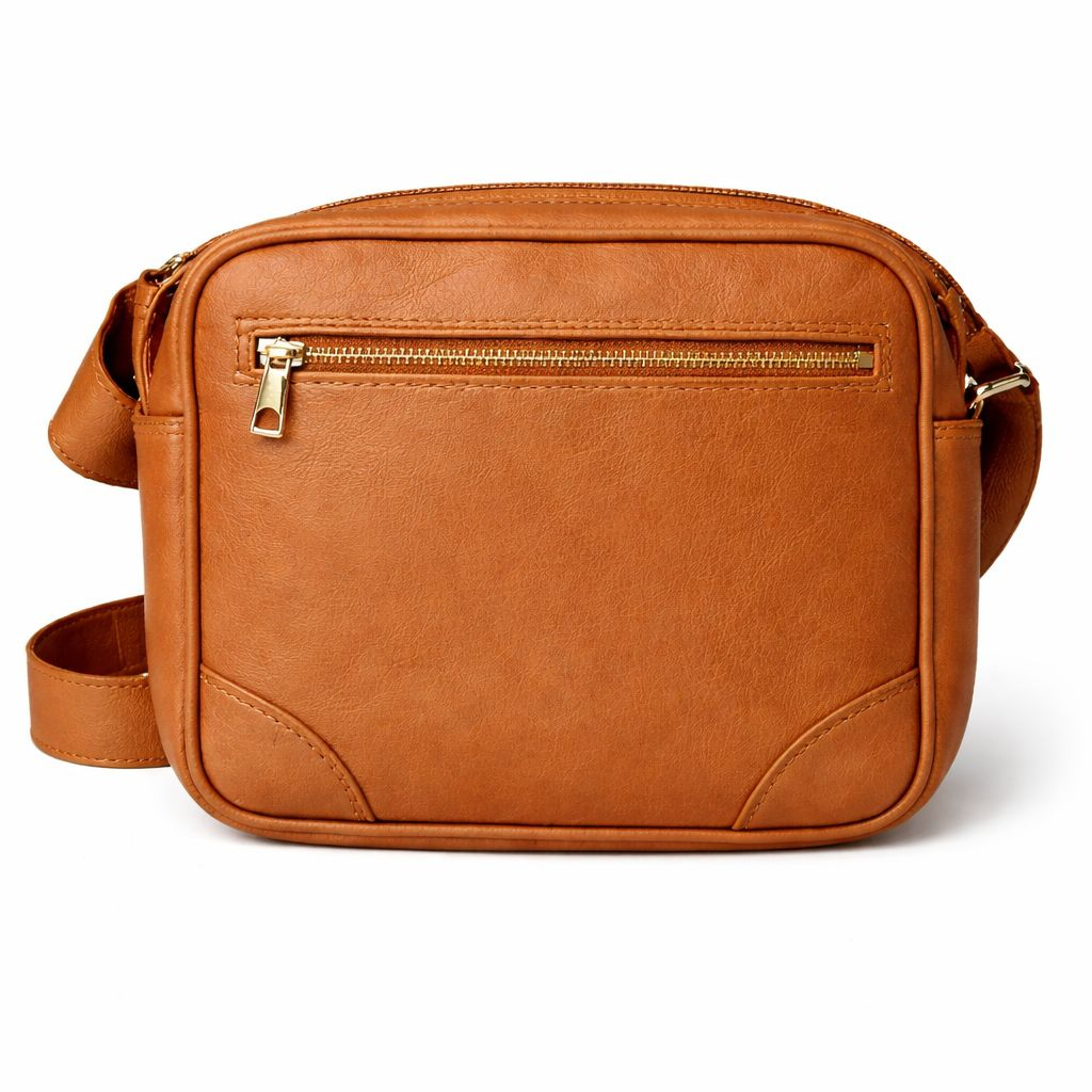 Embossed Brown Pattern Leather Crossbody Bag