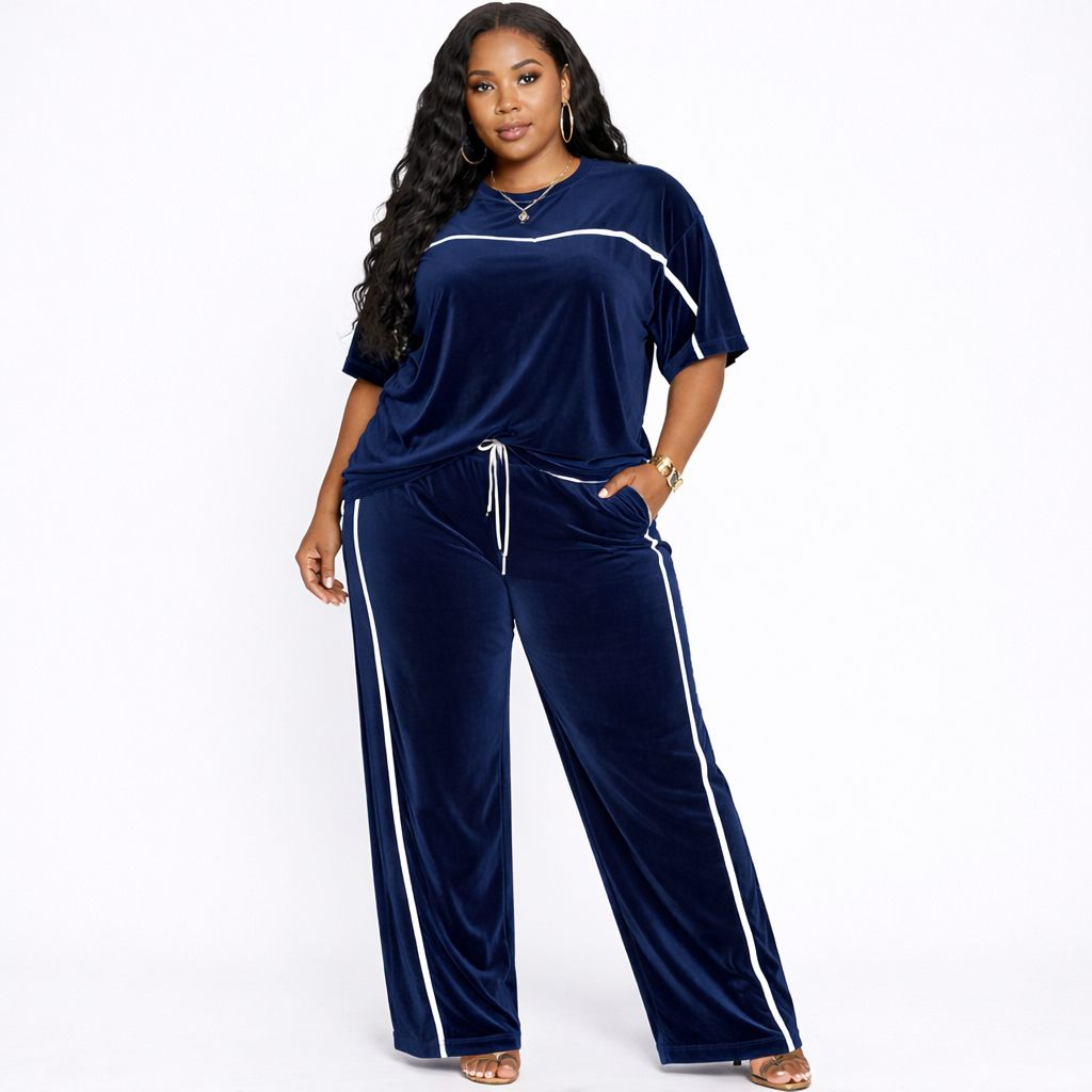 Womens Blue Two Piece Casual Lounge Set