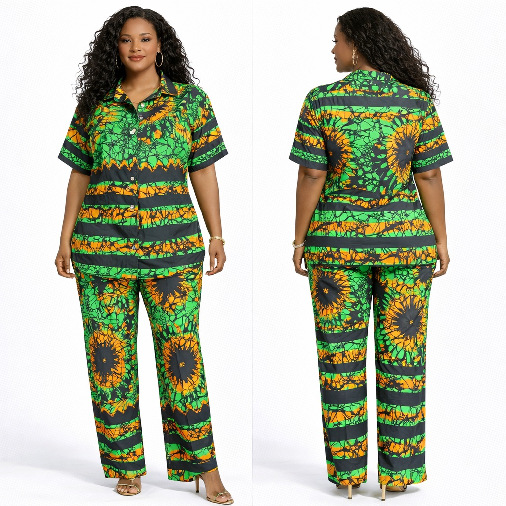 Emerald Tribal Print Two Piece Set