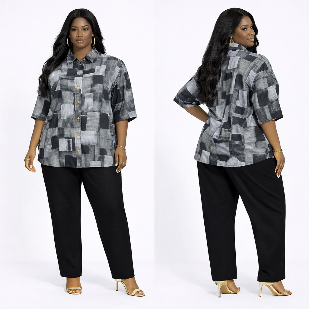 Unisex Printed Button Shirt and Trousers Set