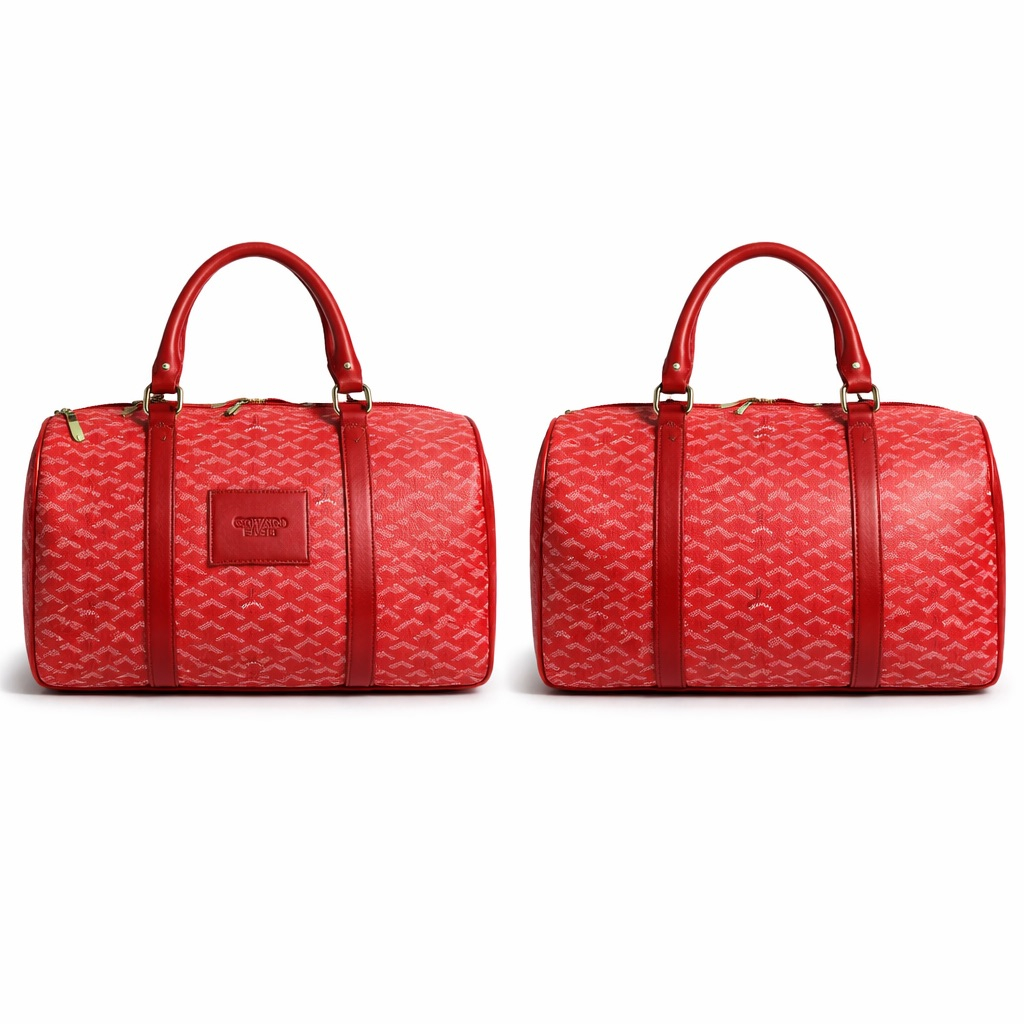 Red Monogram Travel  Duffel Bag with Leather Handles