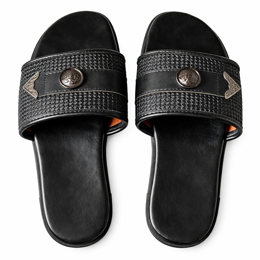 Mens Textured Strap Slip On Slide Sandals
