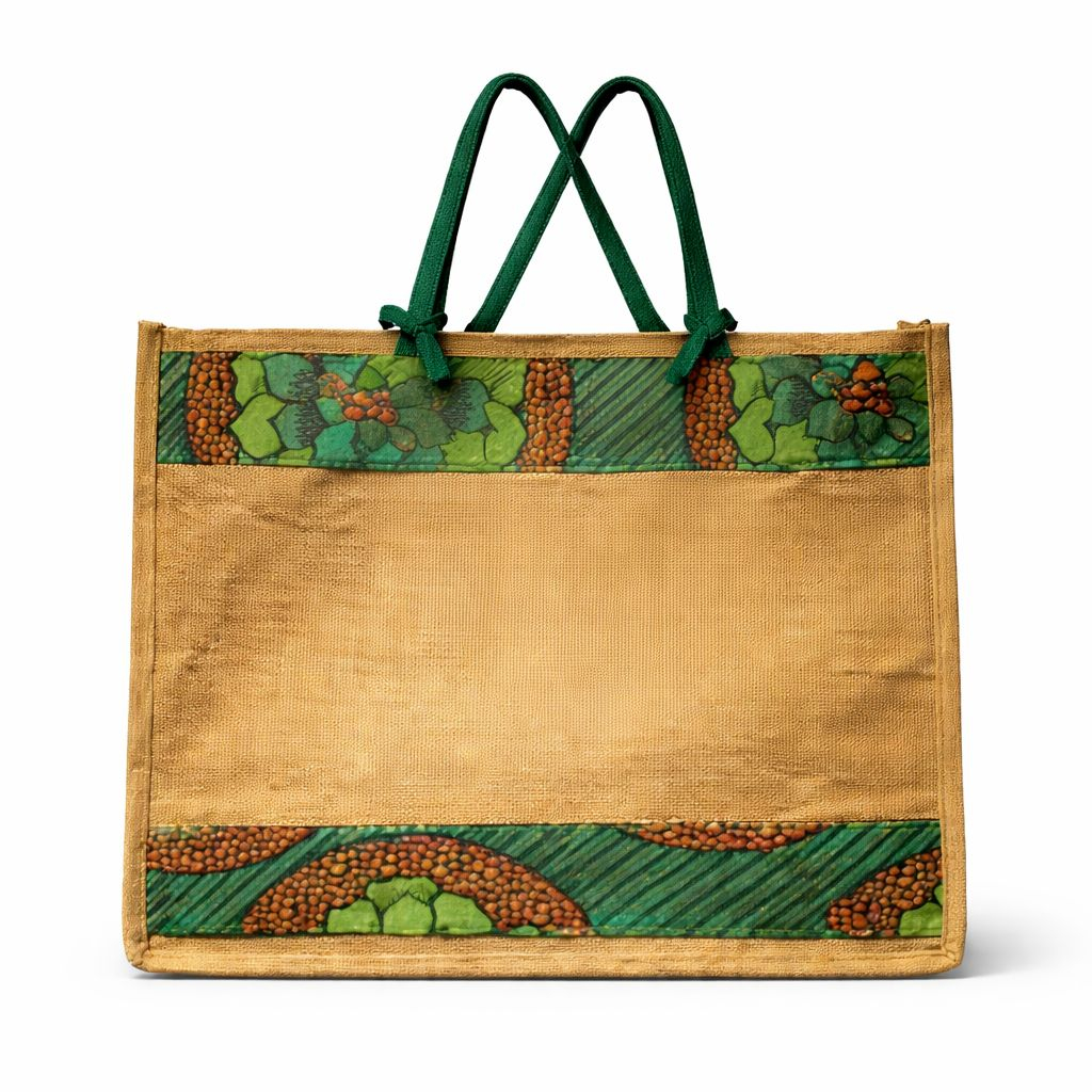Quality Jute Tote Bag with African  Natural Print