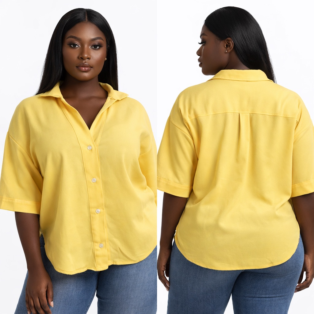 Yellow Button Down Blouse with Relaxed Fit