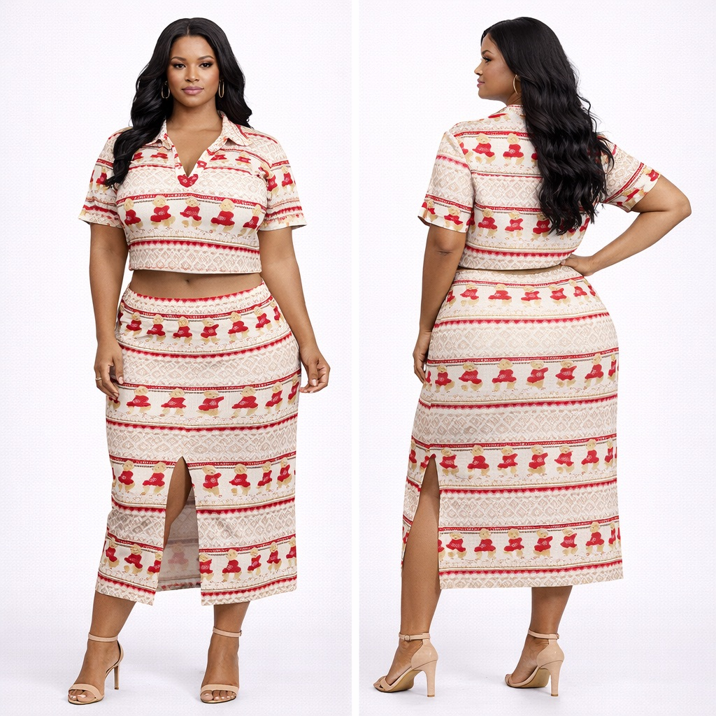 Womens Printed Two Piece Skirt Set