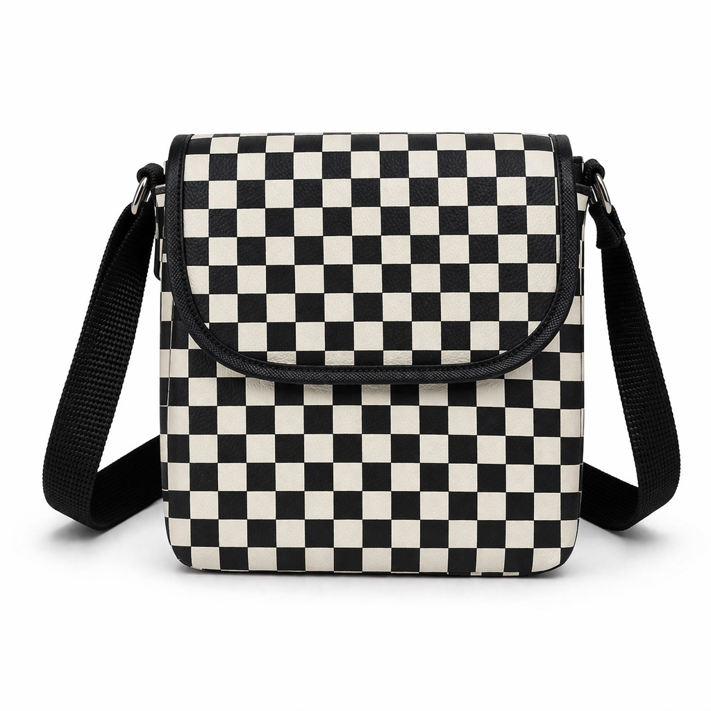 Black and  White Checker  Crossbody Mini Bag