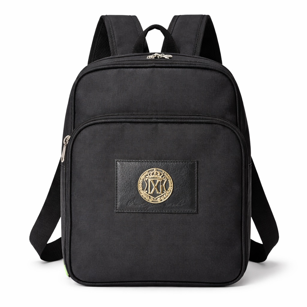 Classic Black Minimalist  Everyday Backpack with Front Zipper Pocket