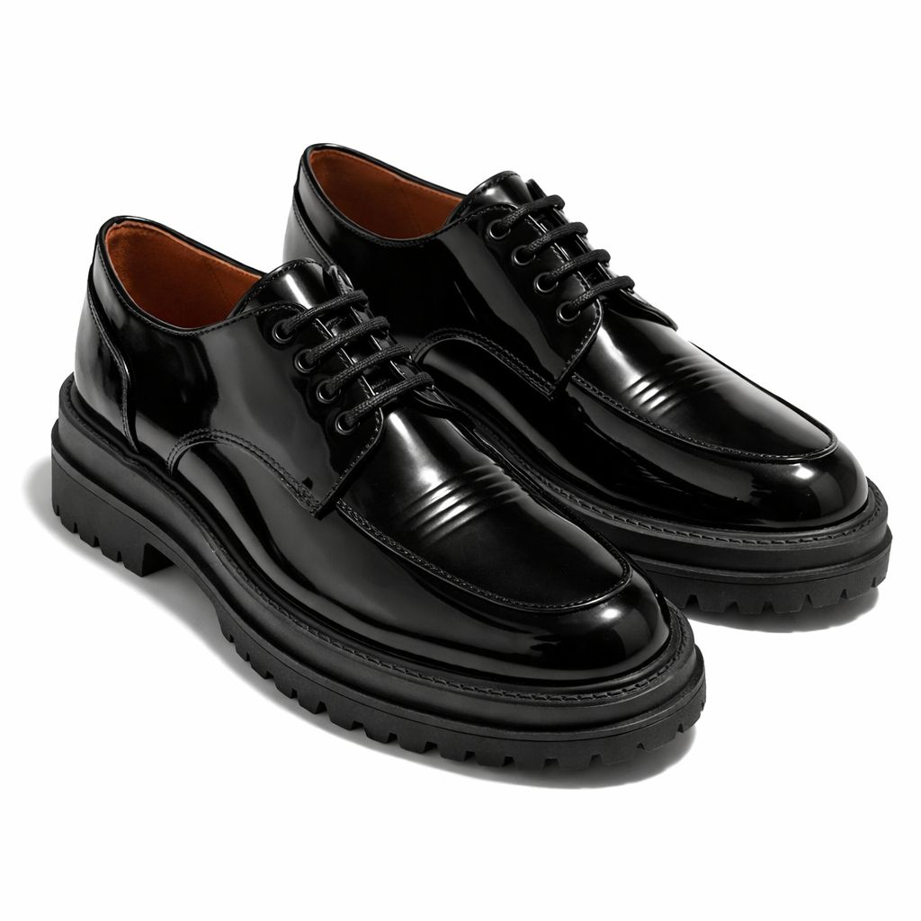 Glossy Black Lace Up Formal Shoes