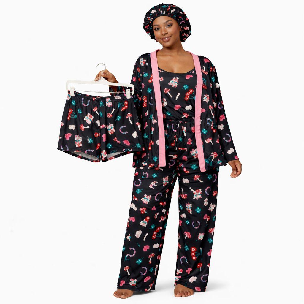 Womens Cartoon Print Nightwear 5 piece set