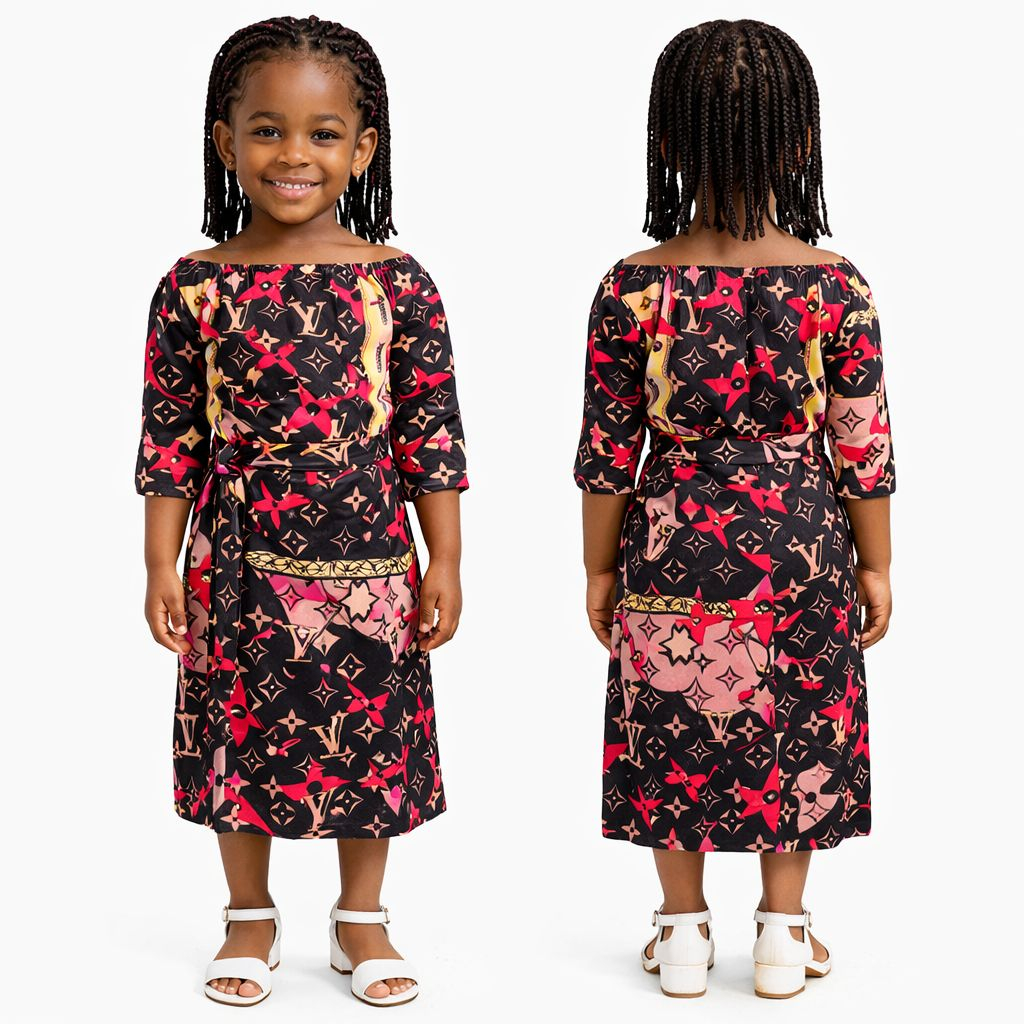 Quality Girls Off Shoulder Printed Dress