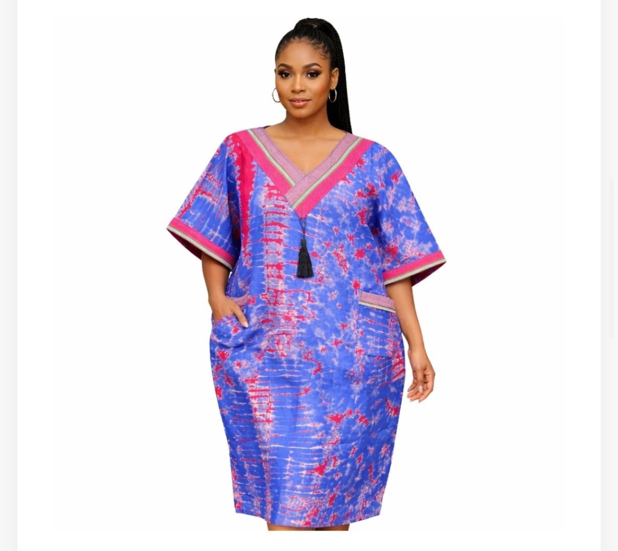 Quality Royal Indigo Tie Dye Kaftan Dress