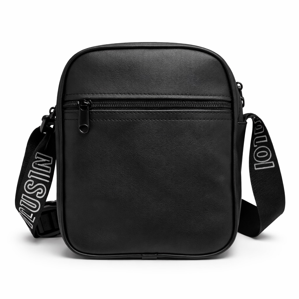 Black Minimal Compact Crossbody Bag with  Adjustable Strap