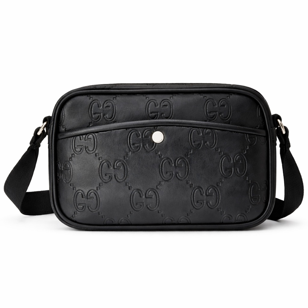 Classic Black Embossed Monogram Crossbody Bag