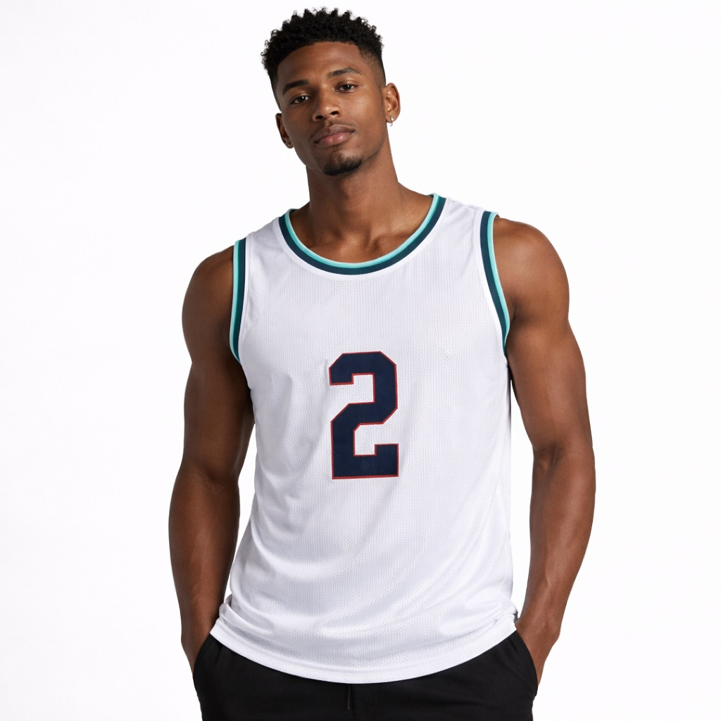 Mens White Sleeveless Sports Mesh Jersey