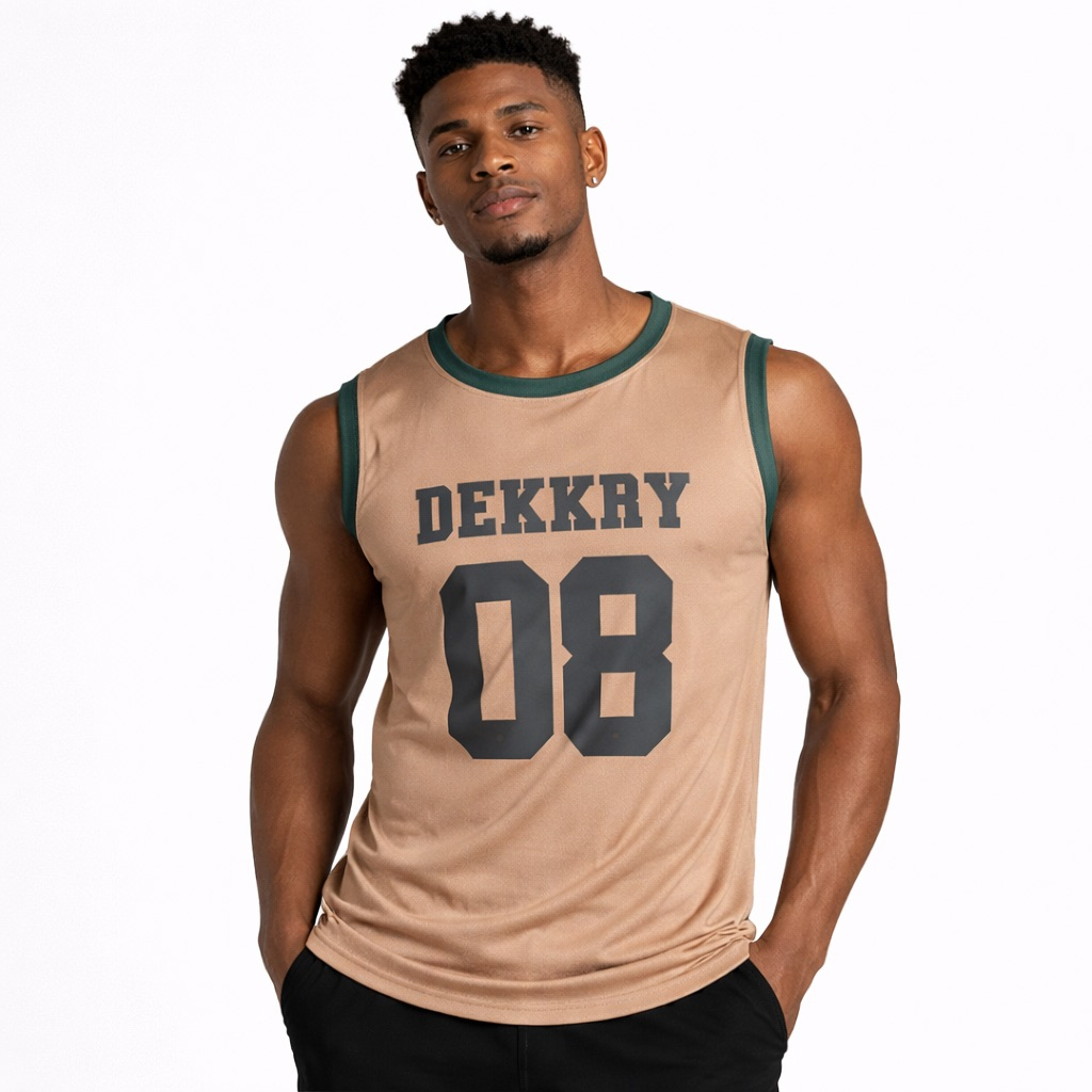Mens khaki Sleeveless Athletic Training Top