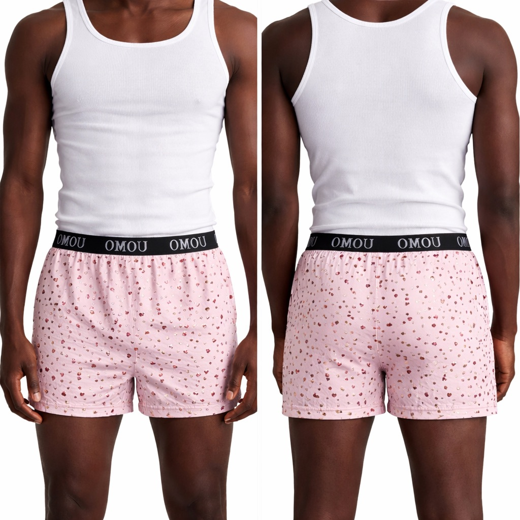 Mini Heart Print Boxer Shorts with Elastic Waistband    Light Pink