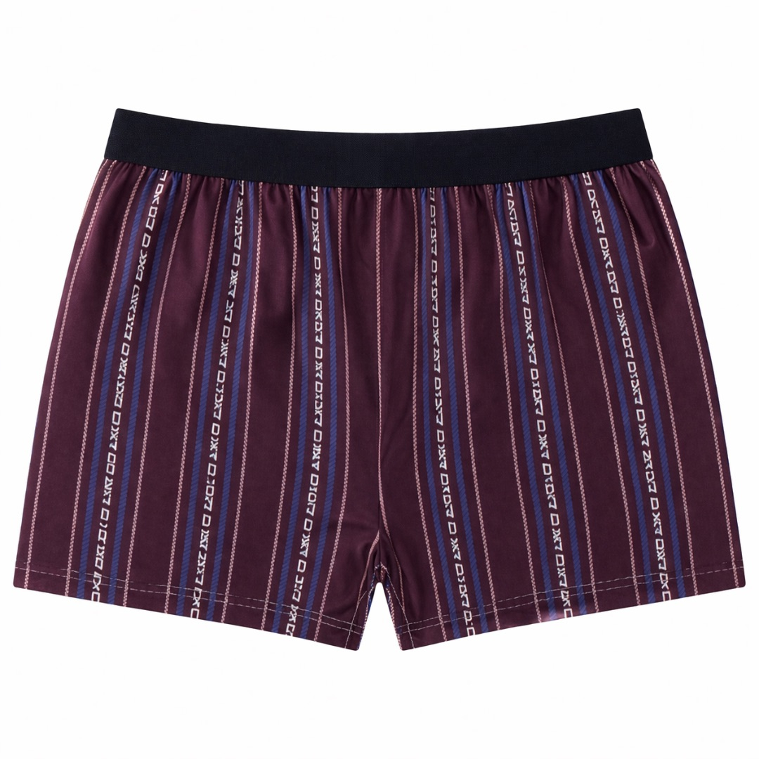 Striped Print Boxer Shorts with Elastic Waistband