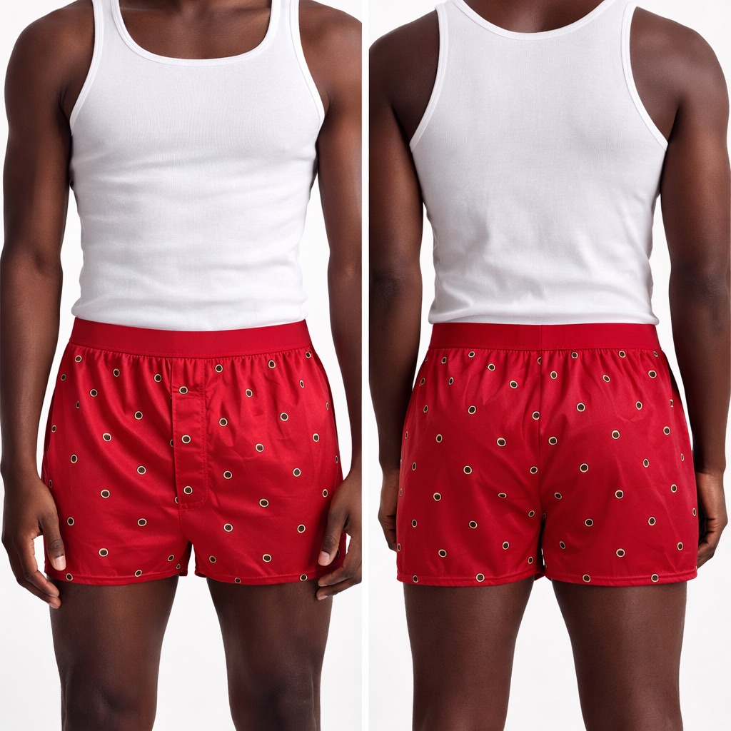 Polka Dot Print Boxer Shorts with Elastic Waistband