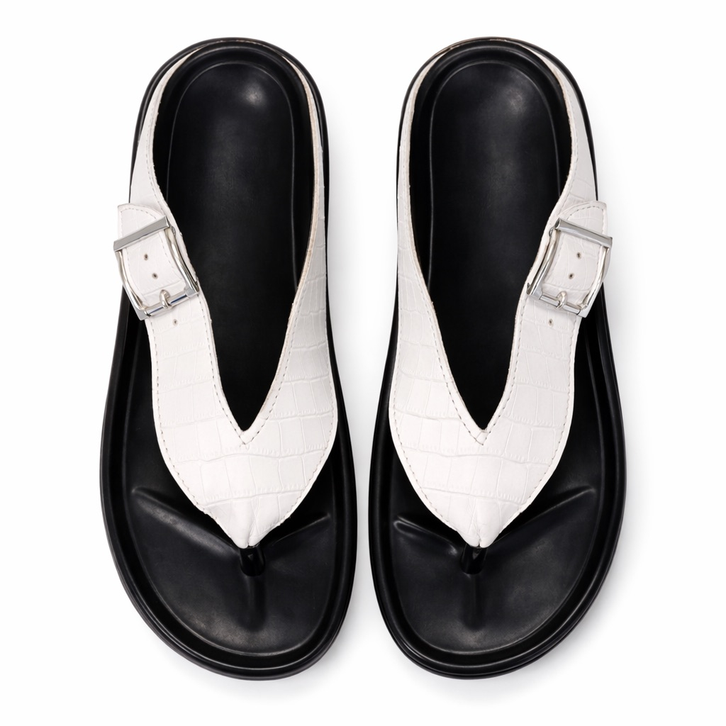 Croc Texture Buckle Strap Toe Post Sandals