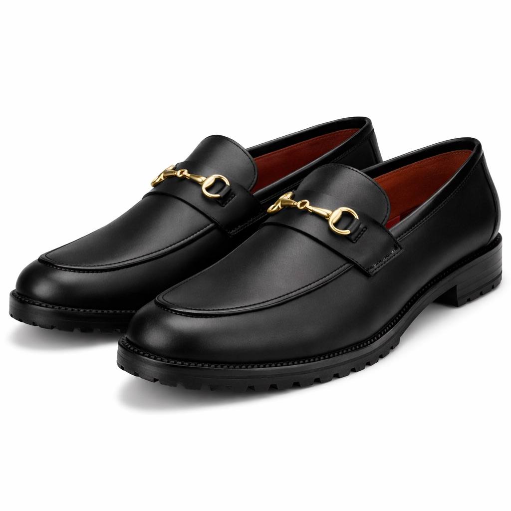 Classic Leather  Loafers with Black Bit Detail
