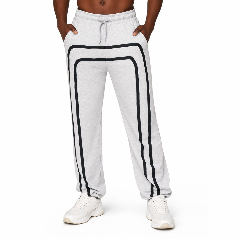 Men Drawstring Jogger Trousers with Contrast Side Lines