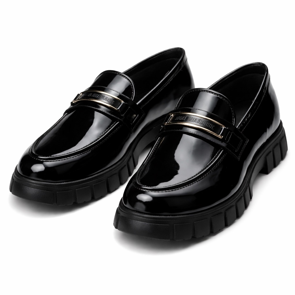 Mens Premium Black Patent Loafers