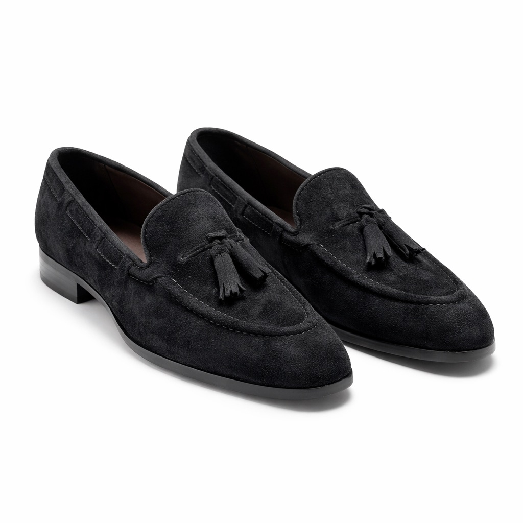 Classic Suede Tassel Loafers     Black