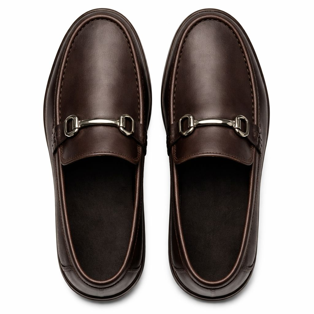 Classic Brown Leather Loafers with Metal Bit