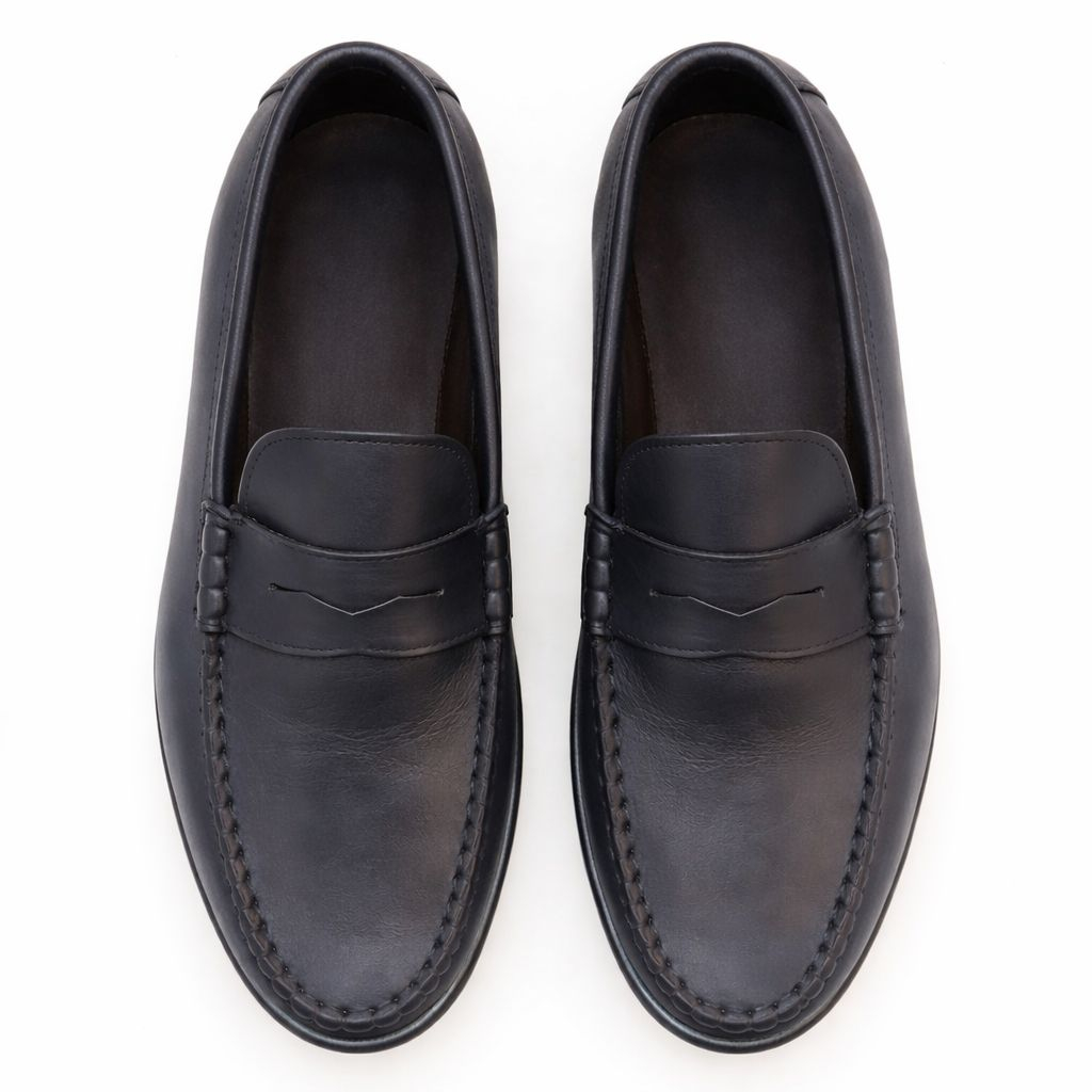 Classic Black Slip On Loafers with Durable Sole