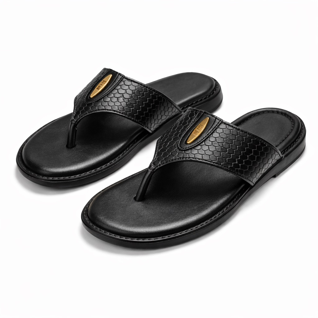 Textured Leather Toe Post Sandals