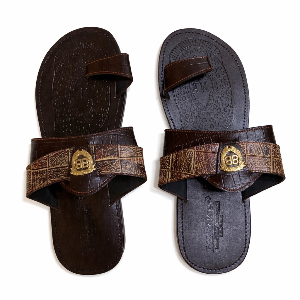 Crest Detail Multi Texture Strap Sandals    Brown