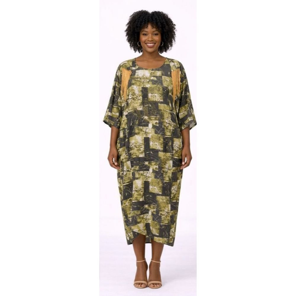 Womens Loose Fit Patterned Kaftan Dress