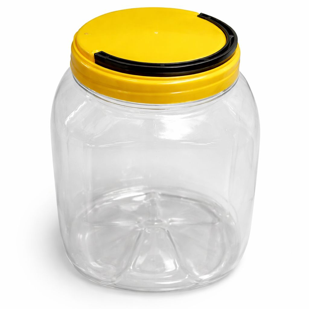 Transparent Plastic Storage Jar with Airtight Yellow Lid