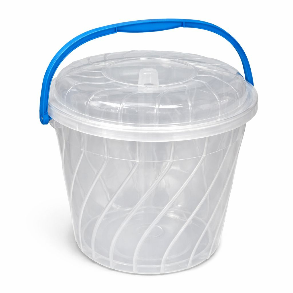 Transparent Plastic Storage Bucket with Lid and Handle