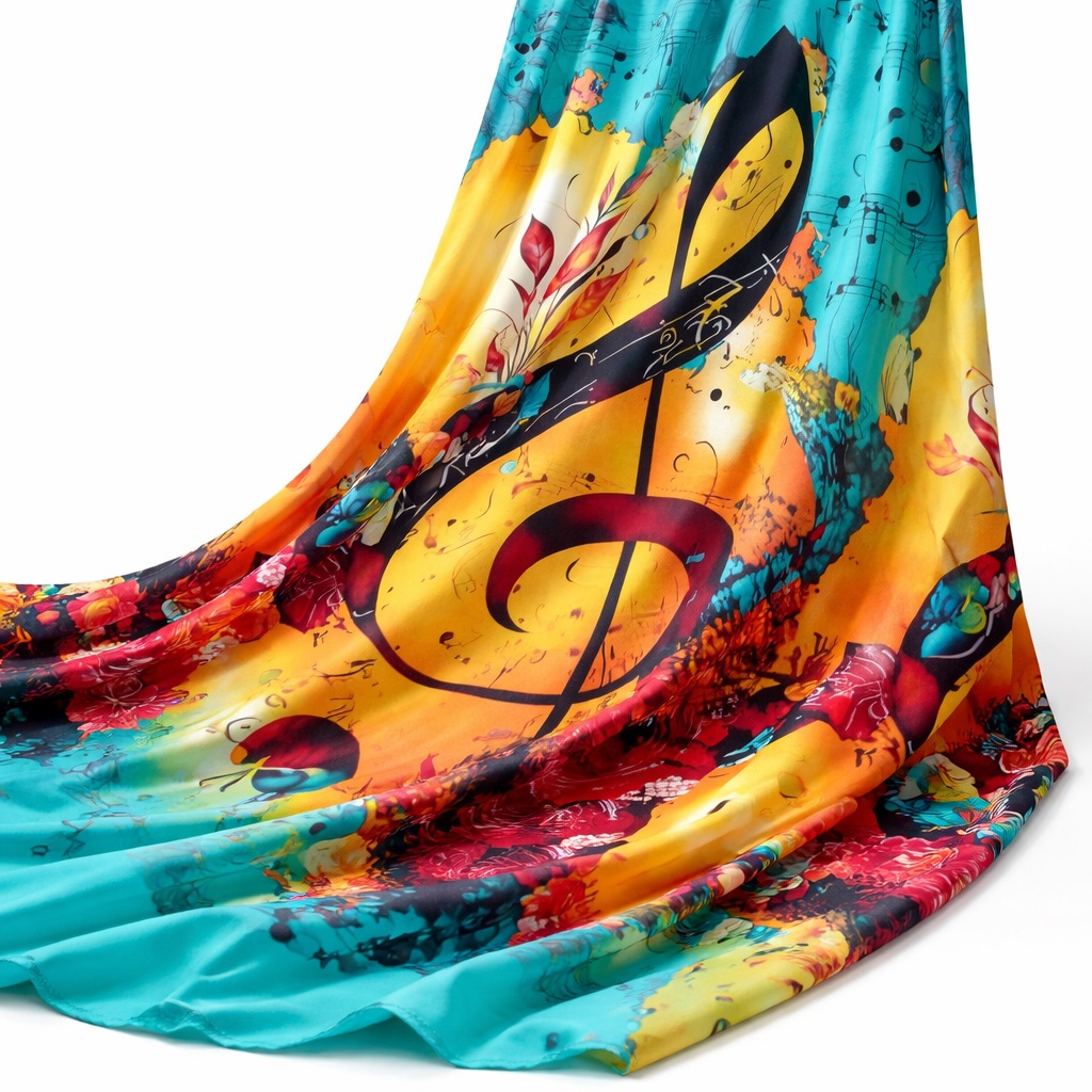Premium Multicolor  Artistic Music Note Print vintage Material