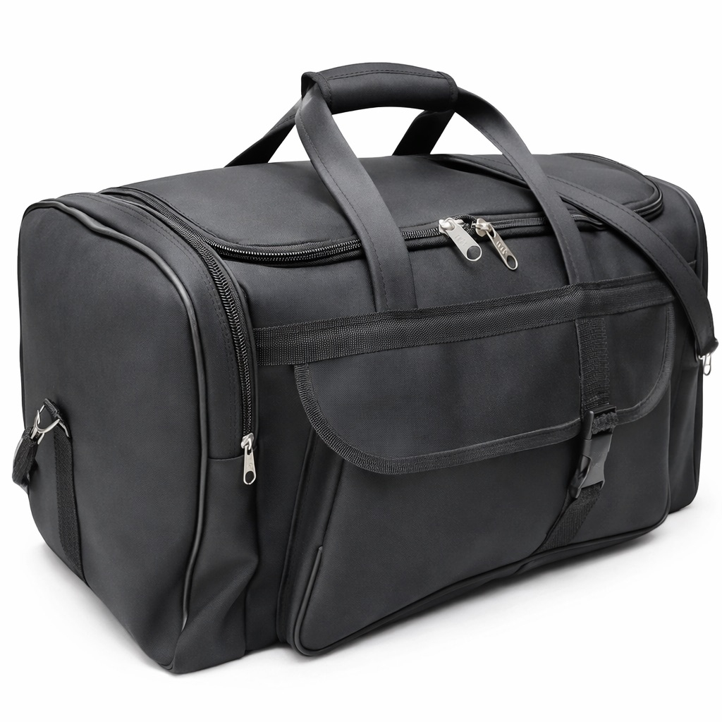Premium Black Multi Compartment Travel Duffel Bag