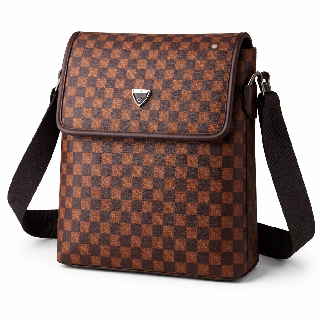 Premium Brown Checkered Flap Crossbody Bag