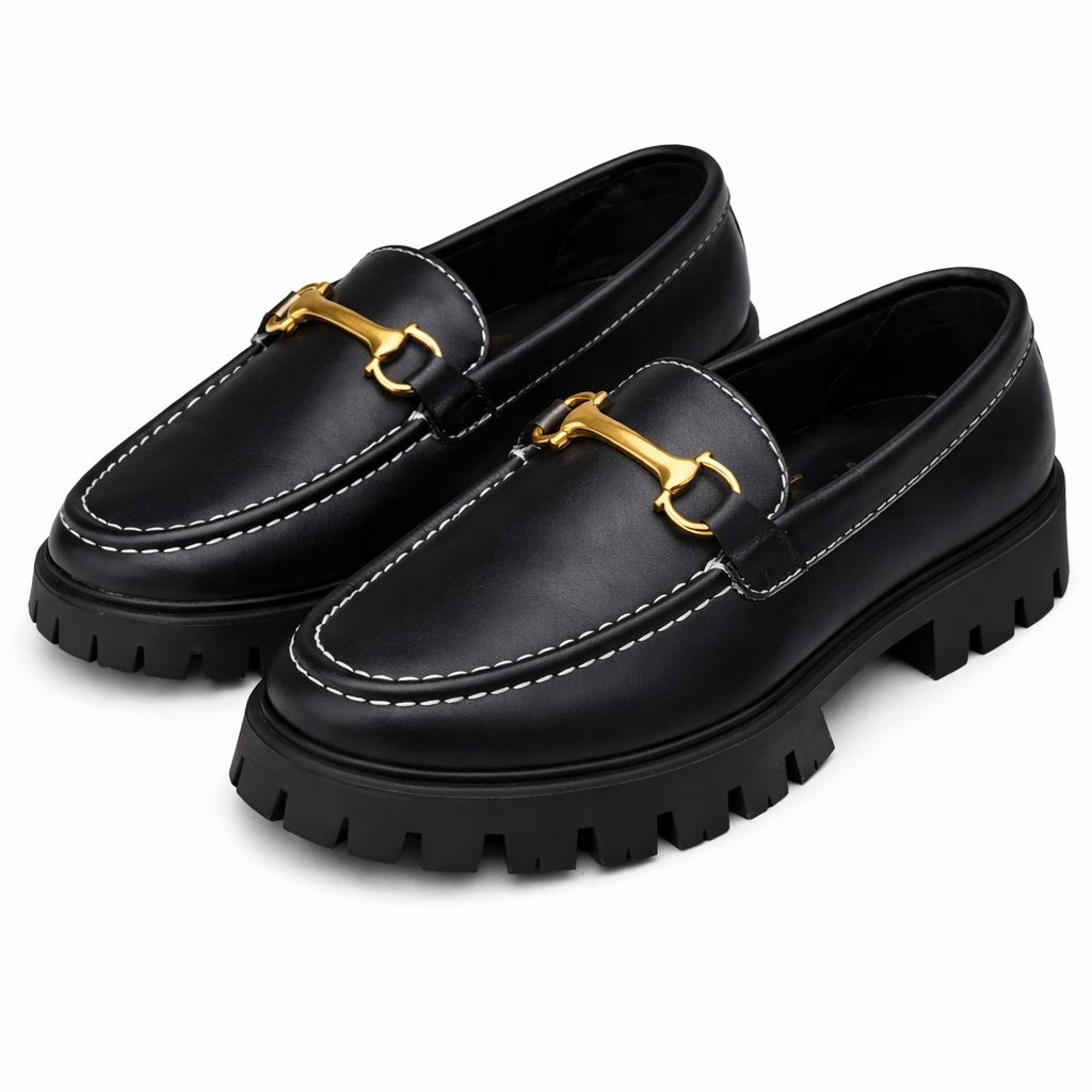Kids Black Classic Slip On Loafer Shoe