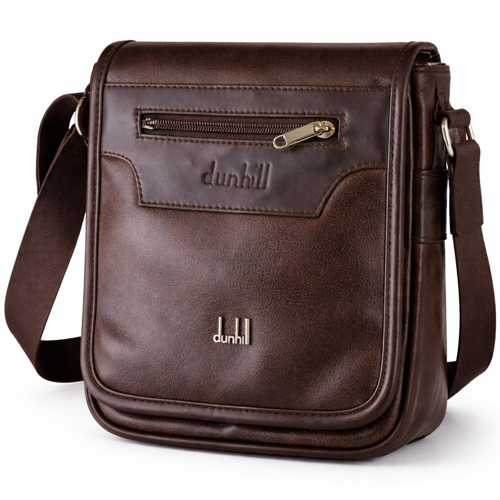 Premium Brown Leather Flap Crossbody Bag    Classic Messenger Design