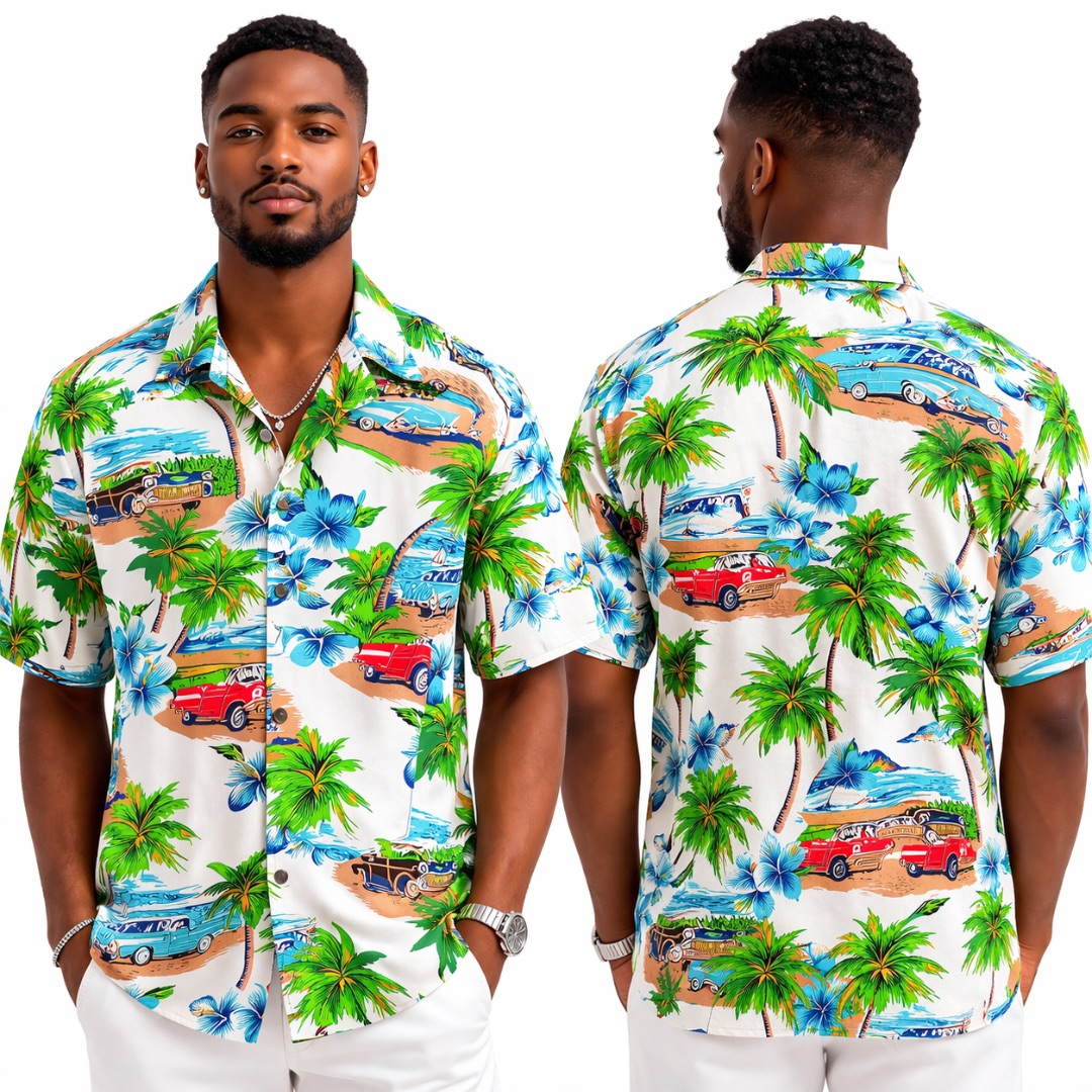 Premium Tropical Print Short Sleeve Shirt